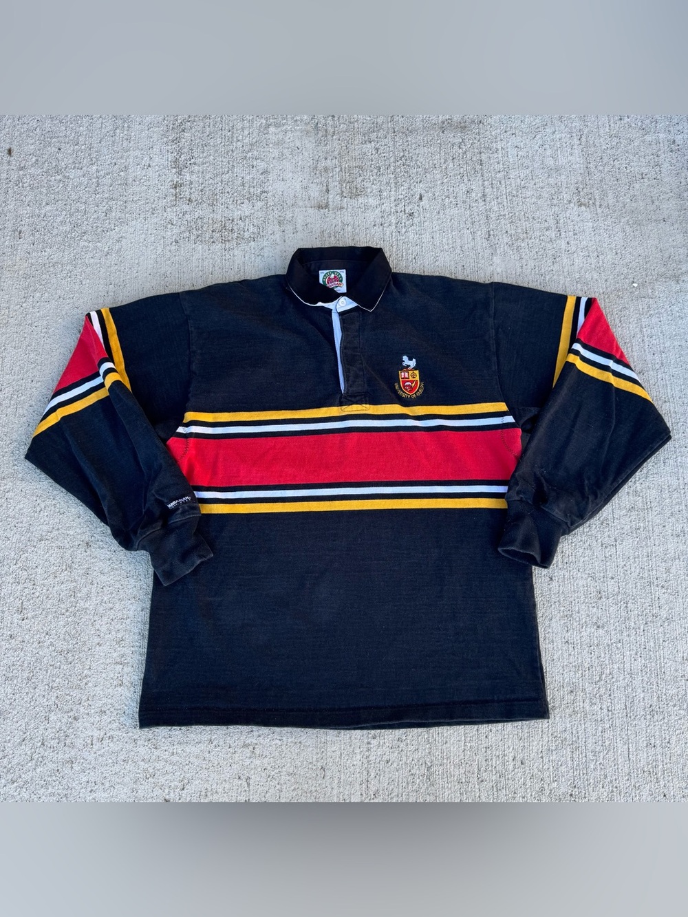 Barbarian Rugby Shirt Mens Small University of Guelph Black Red Yellow Polo